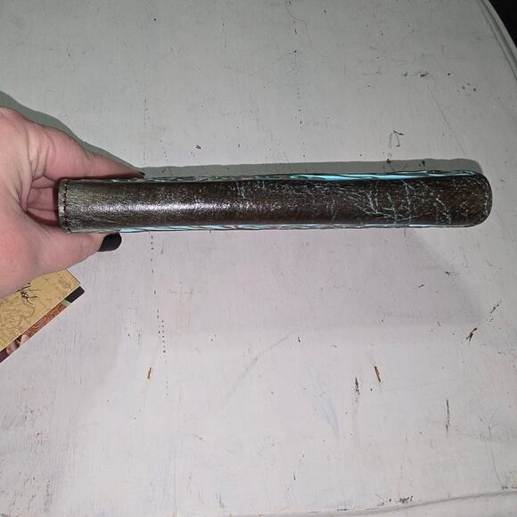 Patricia Nash NWT CAUCHY Wallet Italian Leather Tooled Turquoise Brown NEW - Picture 6 of 12